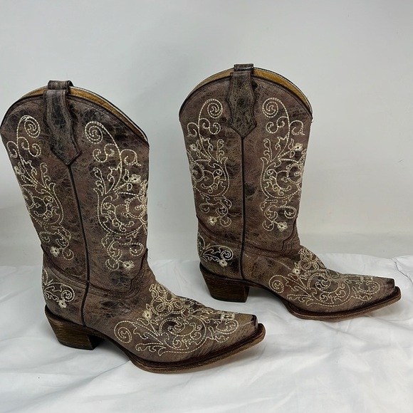 Coral Girls 4T Leather Western Cowboy Boots - Picture 1 of 8